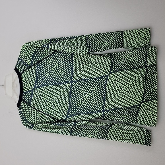 Nike Pro Green & Black Geometric Print Long Sleeve Fitted Top M - Picture 9 of 15